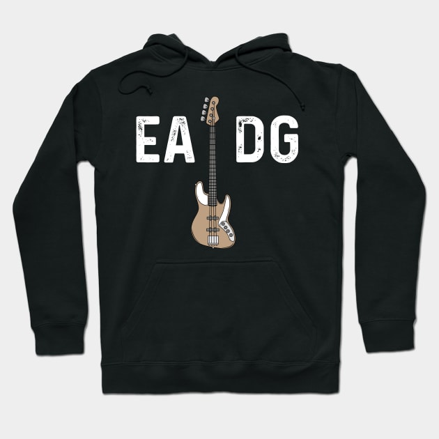 Cool Electric Bass Guitar EADG Distressed Design Hoodie by Midlife50